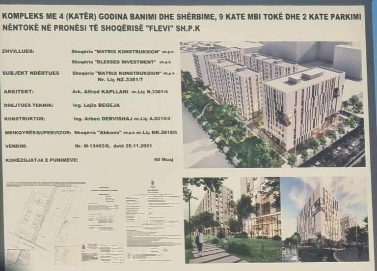 Projekti Akses Tirana - Kompleks me 4 Godina banimi dhe sherbime, 9 kate mbi toe dhe 2 kate parkim